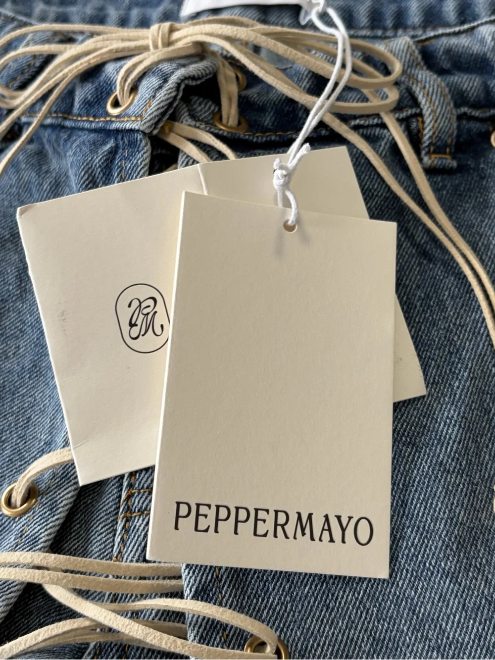 Peppermayo Nashville Denim Skort NWT size 6 Low Rise Lace Up Mini Y2K - Picture 7 of 16
